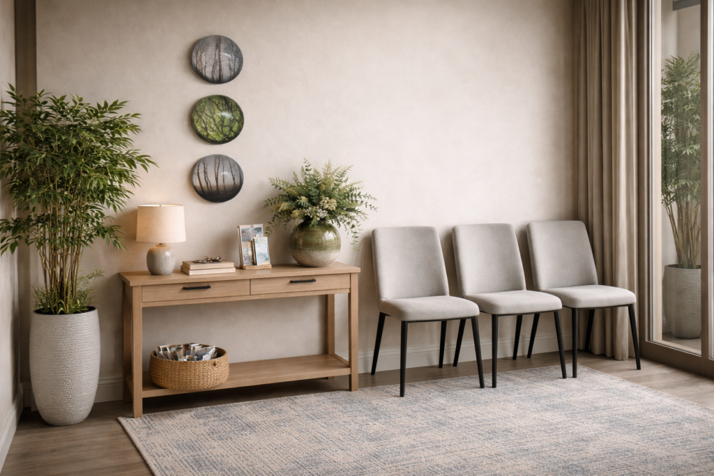 a compact waiting corner